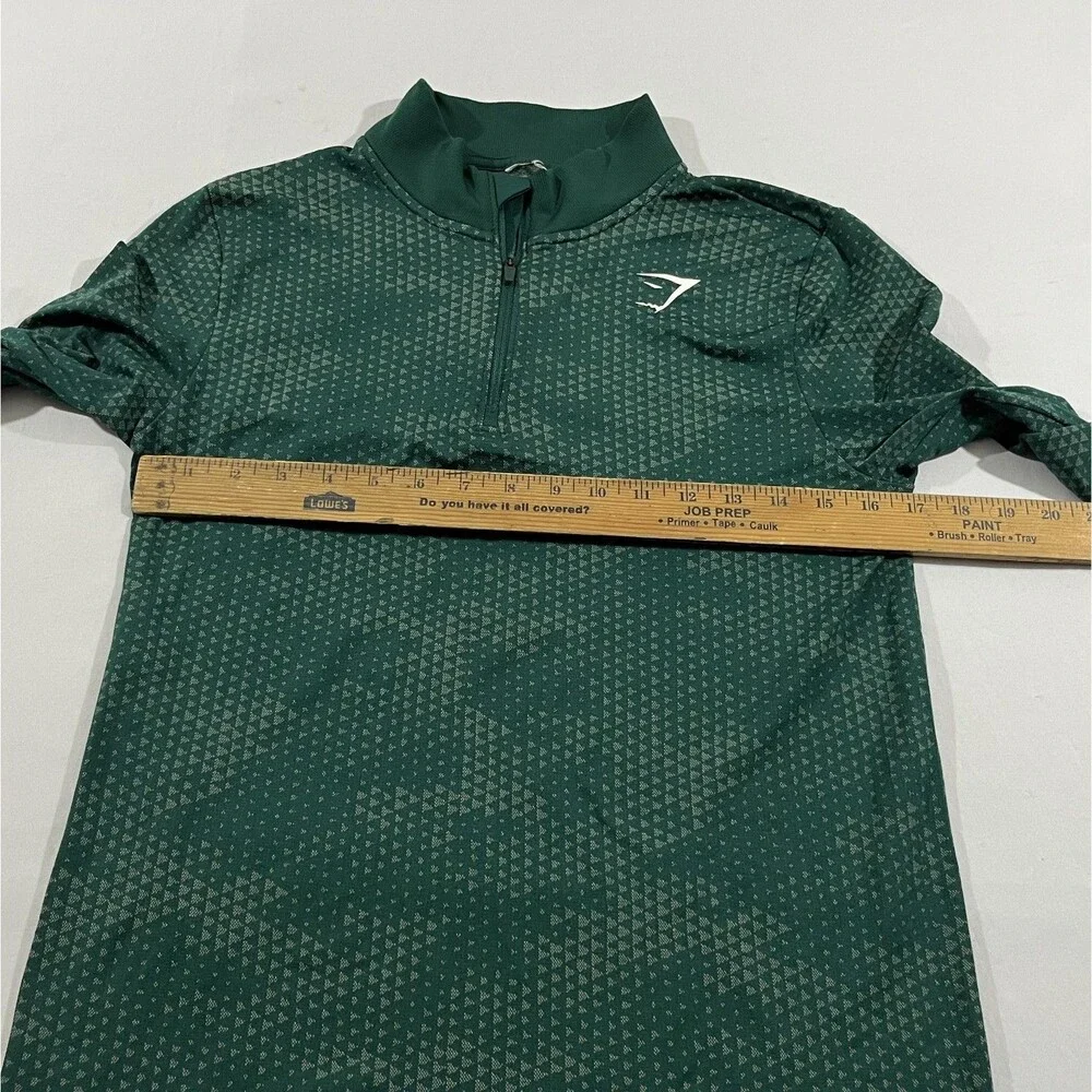 Gymshark Mens Sport Slim Apex Green 1/4 Zip Pullover Shirt Long Sleeve Top Sz S - Picture 4 of 7